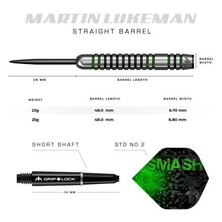 Mission Šipky Steel Martin Lukeman - Black & Green - 23g