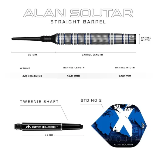 Mission Šipky Alan Soutar - Blue & White - 22g