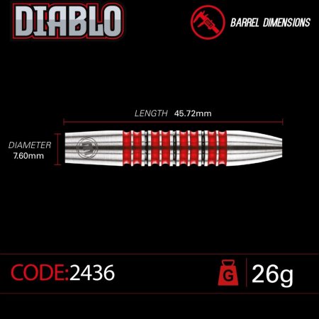 Winmau Šipky Steel Diablo - Torpedo - 26g