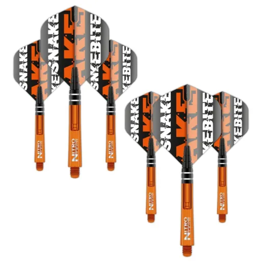 Red Dragon Sada letek a násadek - Peter Wright Snakebite Combo - Snake Logo - Orange