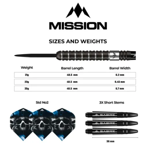 Mission Šipky Steel Shaun McDonald - Black - 25g