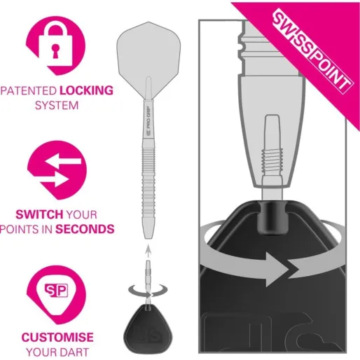 Target - darts Kovové hroty - Swiss Points - Storm Quartz - Silver - 26 mm