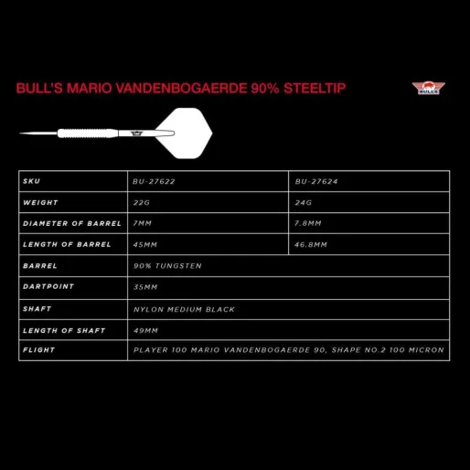 Bull's NL Šipky Steel Mario Vandenbogaerde - 22g