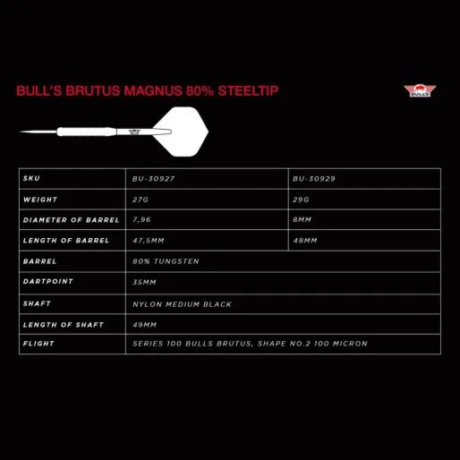 Bull's NL Šipky Steel Brutus - Magnus - 80% - 27g