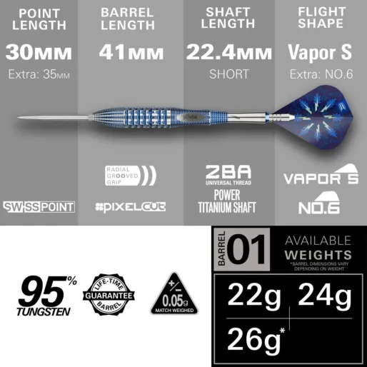 Target - darts Šipky Steel Phil Taylor - Power Gx2 - Swiss Point - 26g