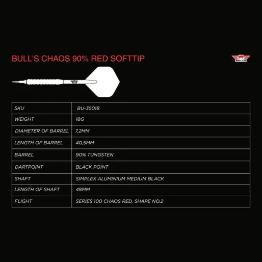 Bull's NL Šipky Chaos - Red - 18g