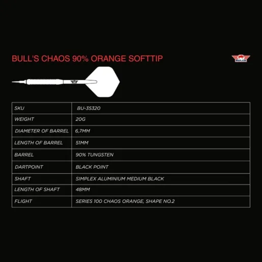 Bull's NL Šipky Chaos - Orange - 20g