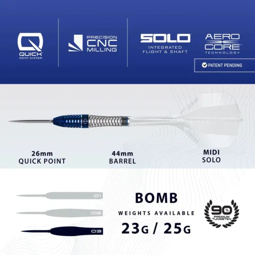 Harrows Šipky Steel Geo 03 - Bomb - Quick Point - 23g