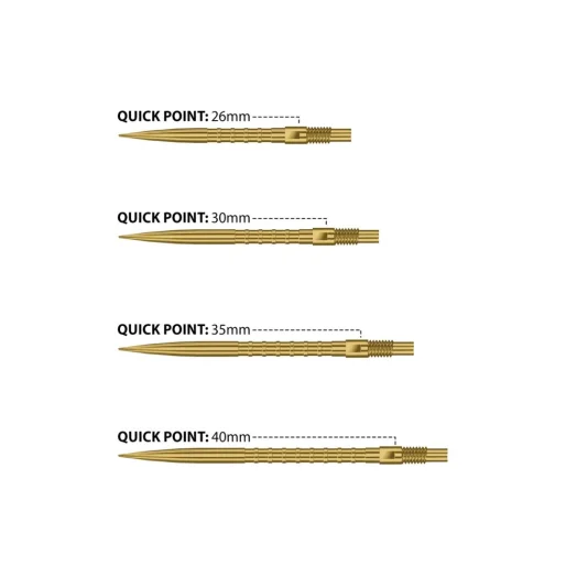 Harrows Kovové hroty - Quick Points - Heavy Metal - Gold - 26 mm