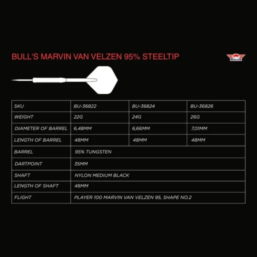 Bull's NL Šipky Steel Marvin van Velzen - 24g