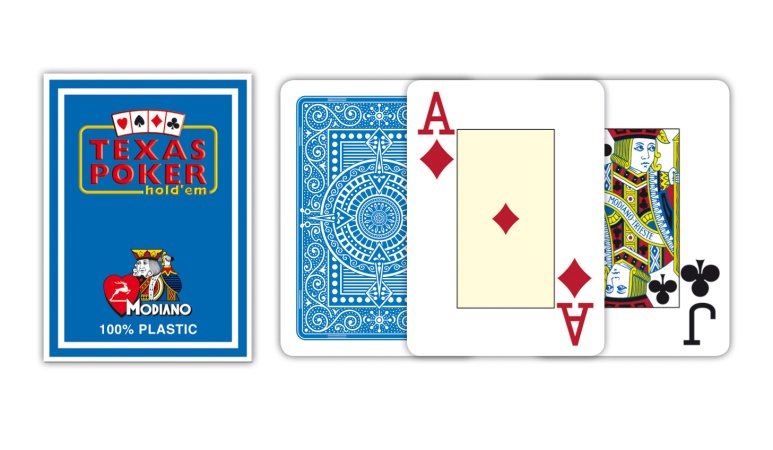 Modiano Texas Poker Size - 2 Jumbo Index - Profi plastové karty - modrá